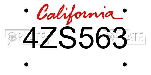 4ZS563 California License Plate