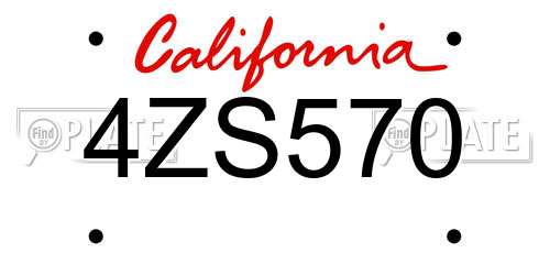 4ZS570 California License Plate