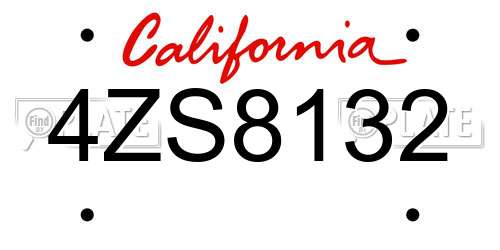 4ZS8132 California License Plate