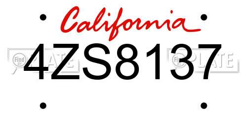 4ZS8137 California License Plate