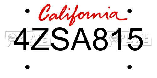 4ZSA815 California License Plate