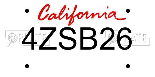 4ZSB26 California License Plate