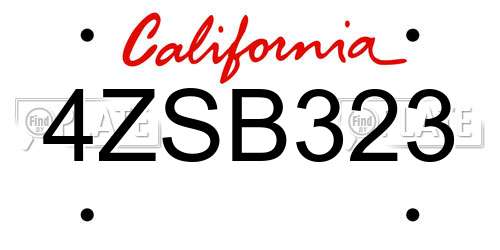 4ZSB323 California License Plate