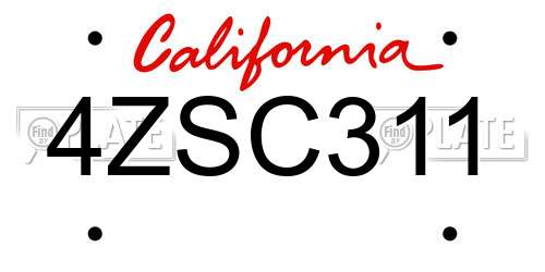 4ZSC311 California License Plate