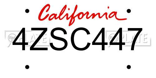 4ZSC447 California License Plate