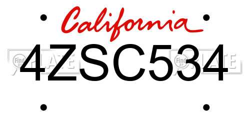 4ZSC534 California License Plate