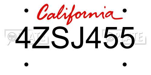 4ZSJ455 California License Plate