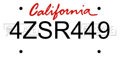 4ZSR449 California License Plate