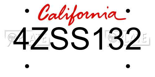 4ZSS132 California License Plate