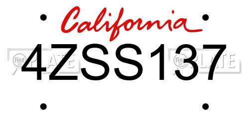 4ZSS137 California License Plate
