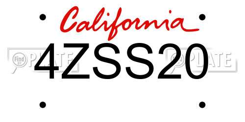 4ZSS20 California License Plate