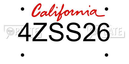 4ZSS26 California License Plate
