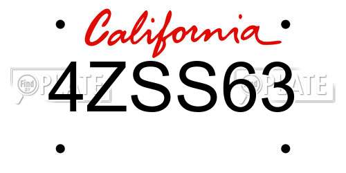 4ZSS63 California License Plate