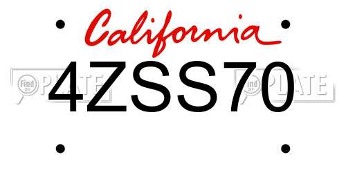 4ZSS70 California License Plate