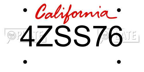 4ZSS76 California License Plate