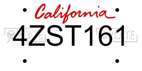 4ZST161 California License Plate