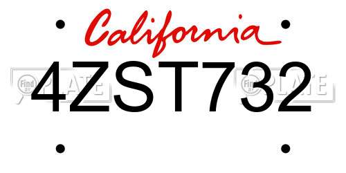 4ZST732 California License Plate