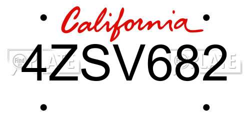 4ZSV682 California License Plate