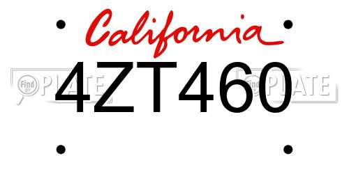 4ZT460 California License Plate