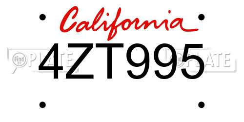 4ZT995 California License Plate