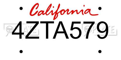 4ZTA579 California License Plate