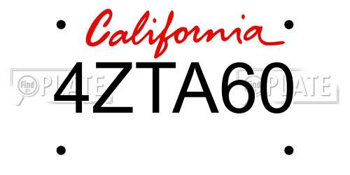 4ZTA60 California License Plate