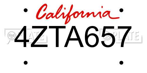 4ZTA657 California License Plate