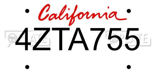 4ZTA755 California License Plate