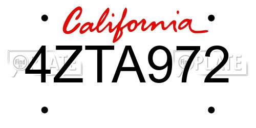 4ZTA972 California License Plate