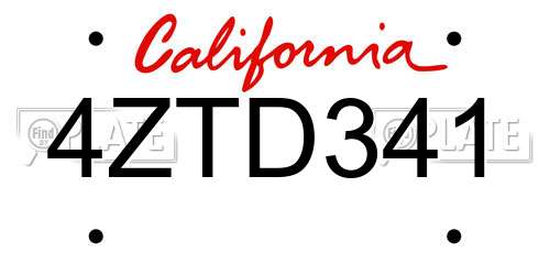4ZTD341 California License Plate