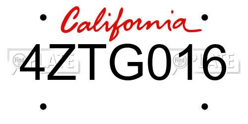 4ZTG016 California License Plate