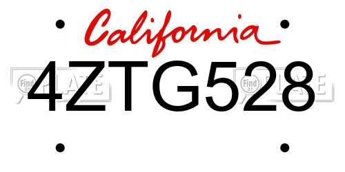 4ZTG528 California License Plate