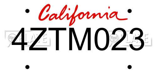 4ZTM023 California License Plate