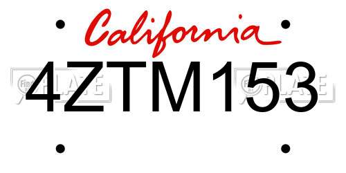 4ZTM153 California License Plate