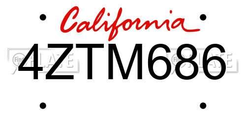 4ZTM686 California License Plate