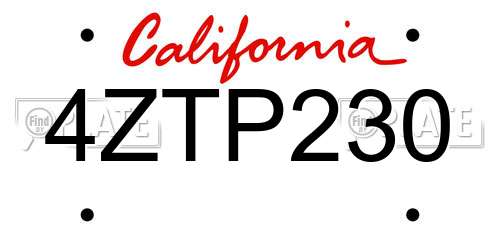 4ZTP230 California License Plate
