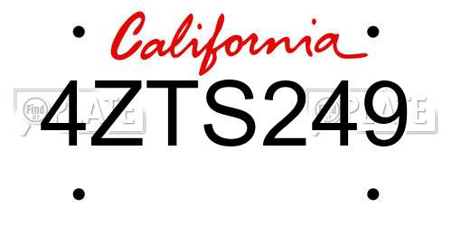 4ZTS249 California License Plate