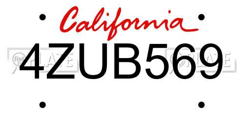 4ZUB569 California License Plate
