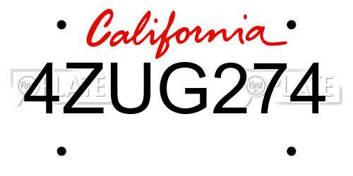 4ZUG274 California License Plate