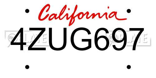4ZUG697 California License Plate
