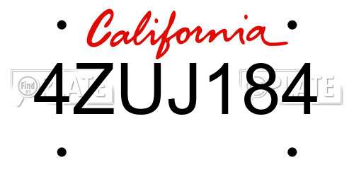 4ZUJ184 California License Plate