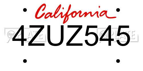 4ZUZ545 California License Plate