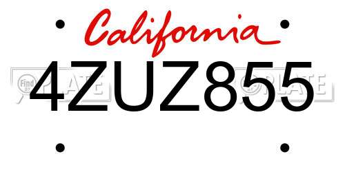 4ZUZ855 California License Plate