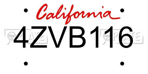4ZVB116 California License Plate