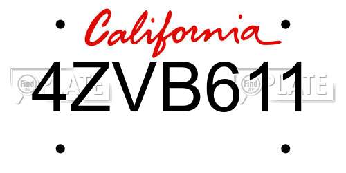 4ZVB611 California License Plate