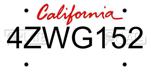 4ZWG152 California License Plate