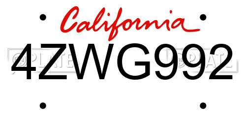 4ZWG992 California License Plate