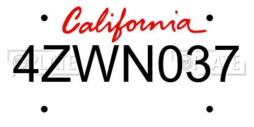4ZWN037 California License Plate