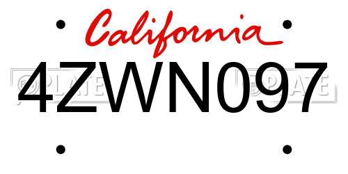 4ZWN097 California License Plate