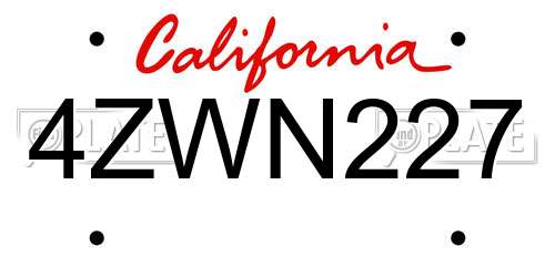 4ZWN227 California License Plate